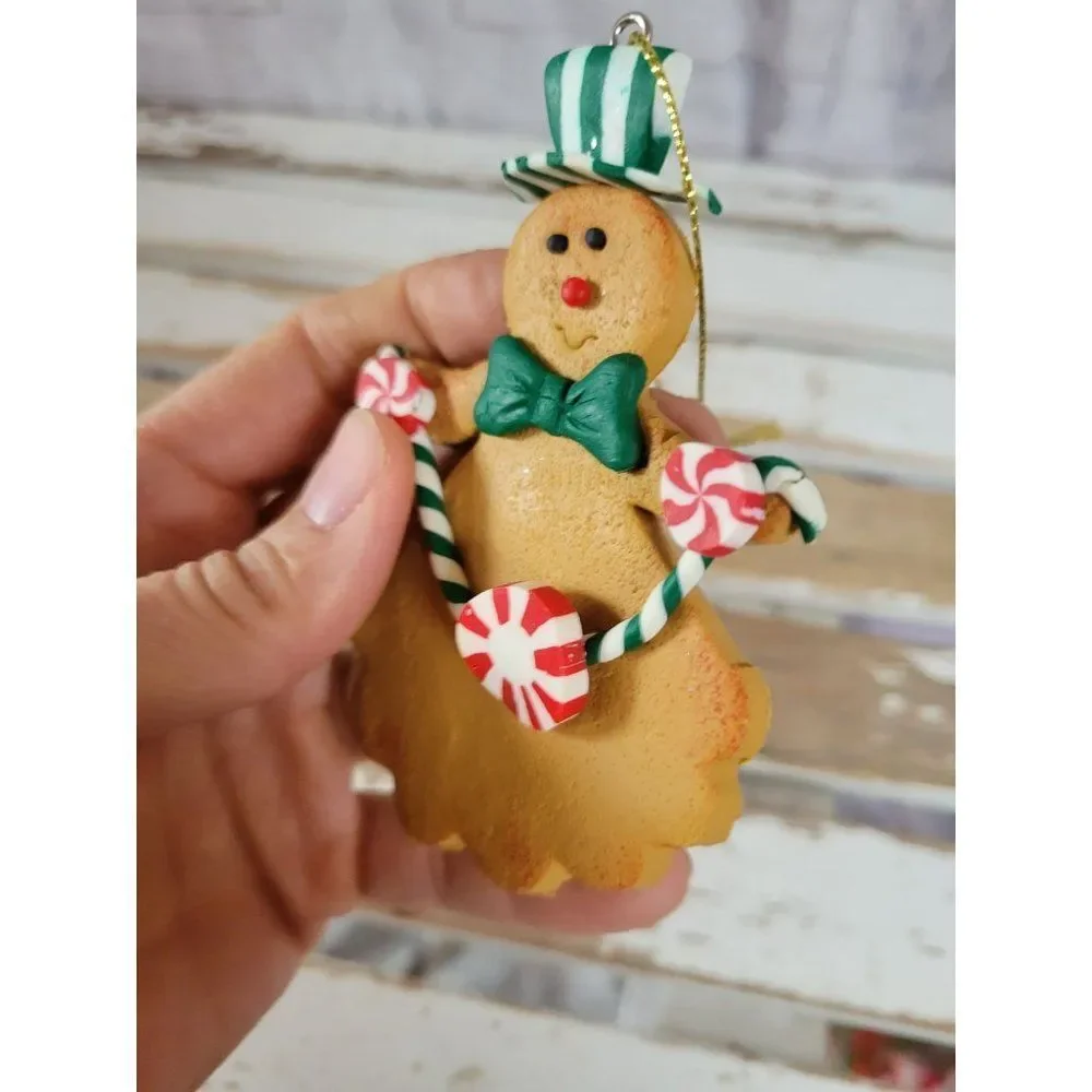 Green gingerbread vintage ornament peppermint Xmas holiday‎ tree candy cane